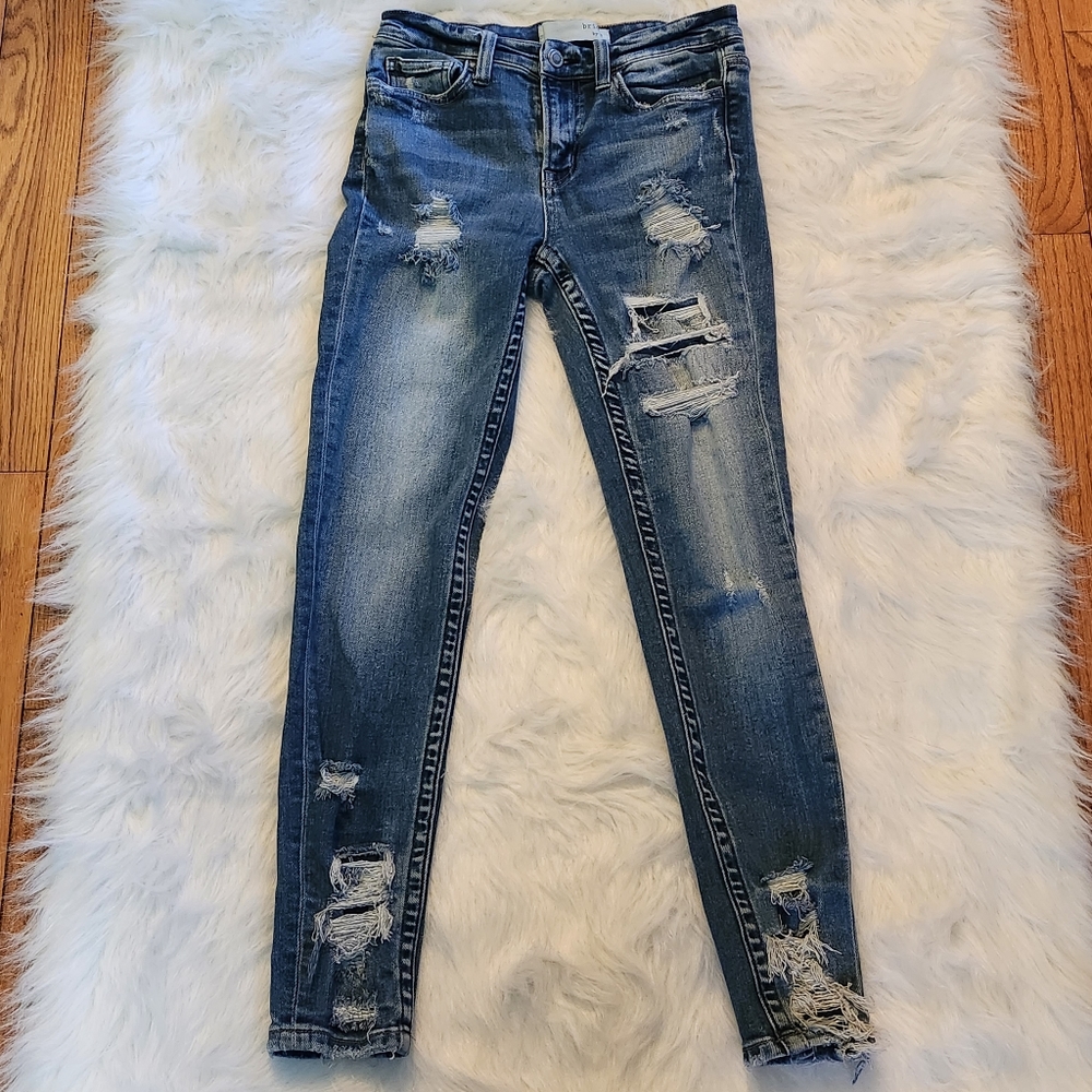 Buckle Bridge By Gly Hi Rise Ankle Skinny Stretch Distressed Ripped Jeans -  26